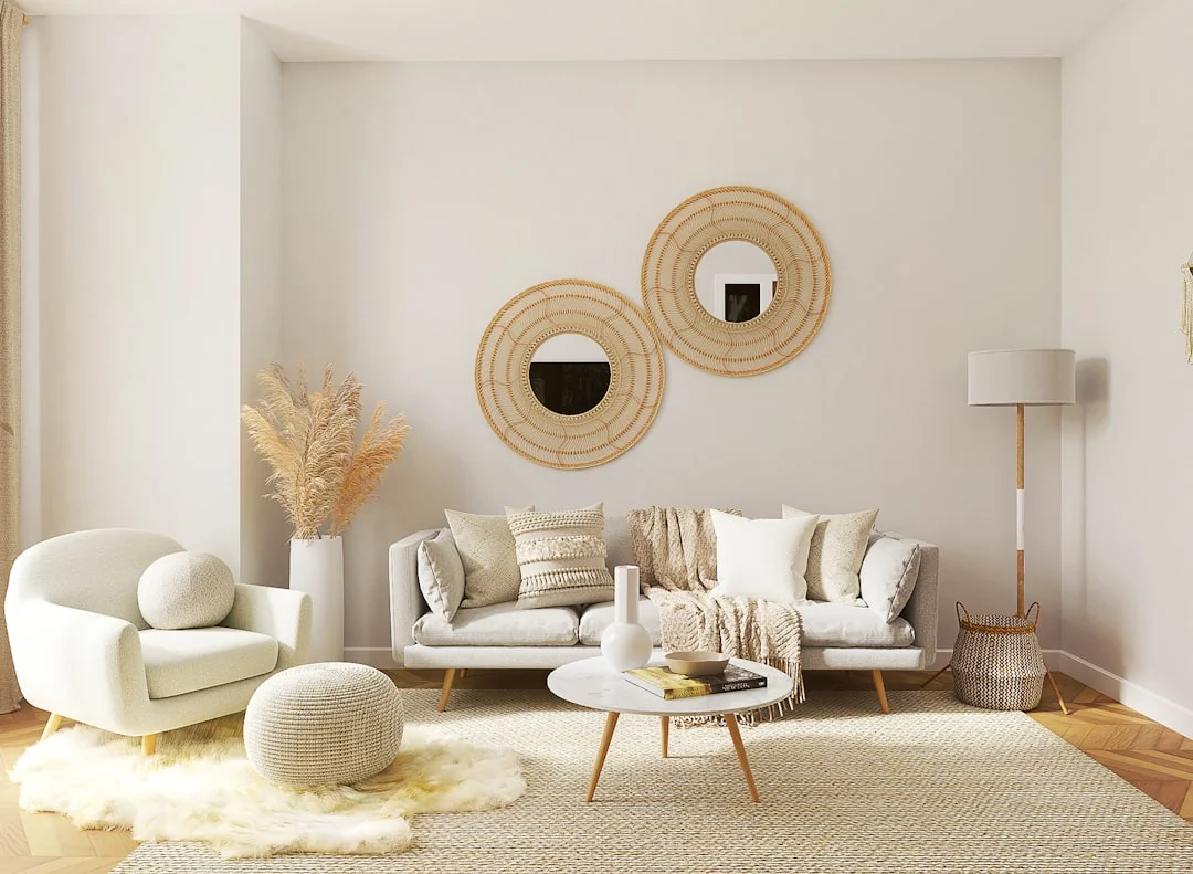 a living room filled with furniture and a mirror. related to How to Decorate Your Living Room Walls Without Making These 5 Common Mistakes