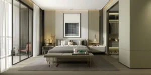 gray bed in bedroom. related to Modern Luxury Bedroom Decor Ideas: Intentional Restraint Over Expensive Excess
