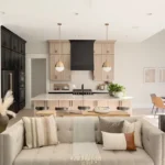 a living room with a couch and a table. related to How to Build a Modern Interior That Doesn't Feel Cold or Dated