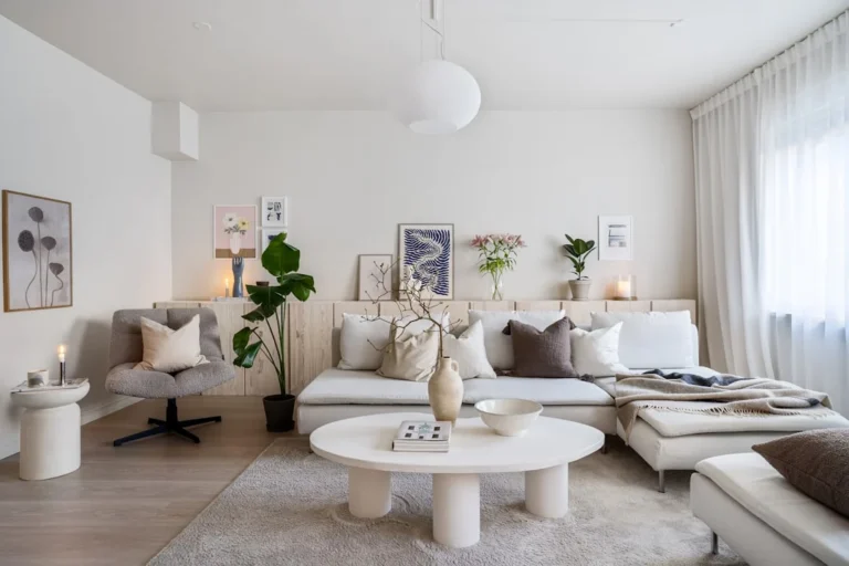 A living room filled with furniture and a large window. related to Neutral Room Decor Is a Layered System of Warm, Cool & Earth Tones