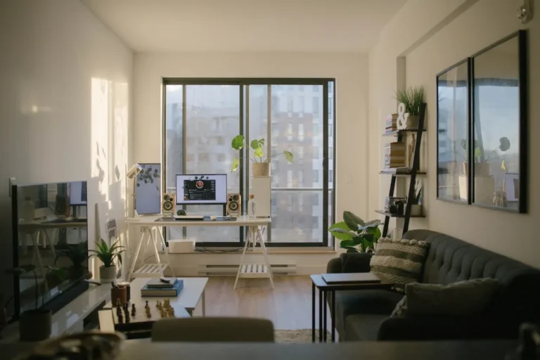 Current living space + office. related to How to Decorate a Small Apartment Living Room (Without Overcrowding It)