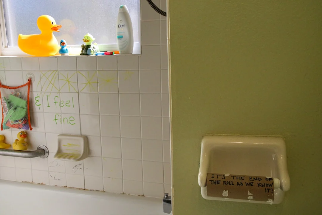 "It's the end of the world as we know it and I feel fine"...a classic line from an R.E.M. song that is more apropos than ever before. And we need a little humor in these days.. related to Bathroom Wall Art That Survives Moisture and Matches Your Fixtures