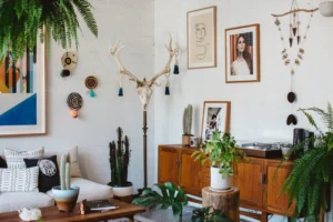 shelf, plants, ceramics, house, home, interior, decoration, space, table, succulents, Lana del Rey portrait, mid-century,. related to Sustainable Home Decor That Doesn't Look Rustic: A Modern Guide to Eco-Friendly Interiors