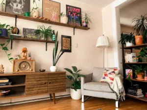 white and brown table lamp on brown wooden table. related to Best Indoor Plants for Living Room Decor: Match Your Species to Your Space